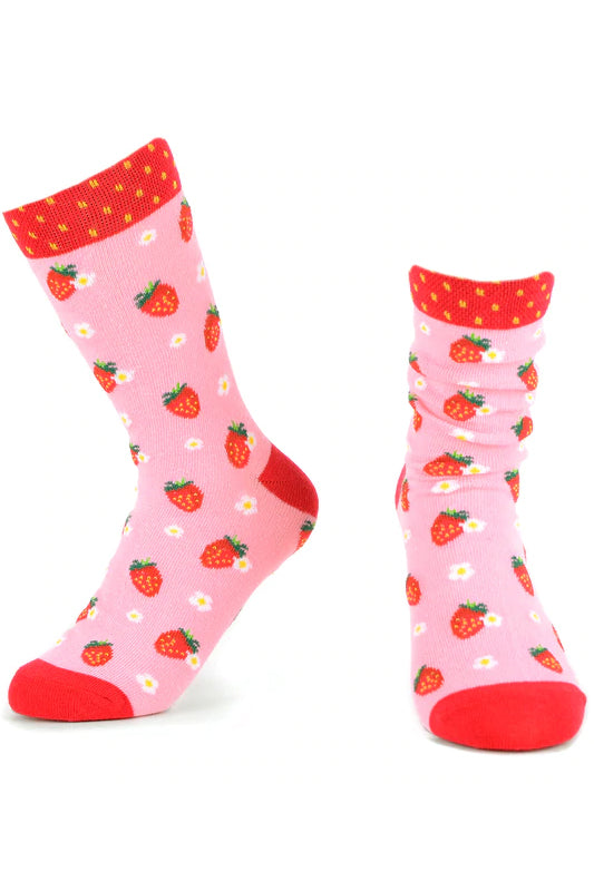 Women's Fun Cute Strawberry Crew Socks