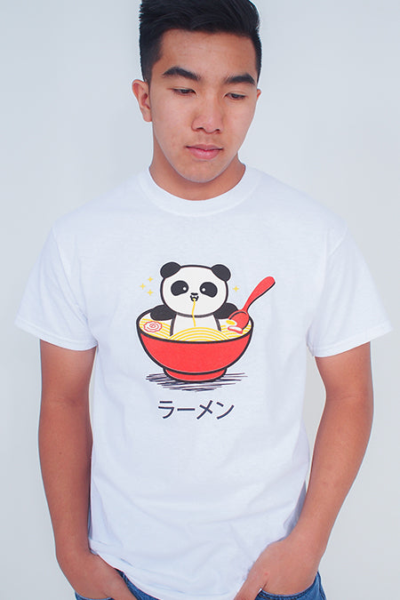 Panda Ramen Bowl T-Shirt - Red bowl