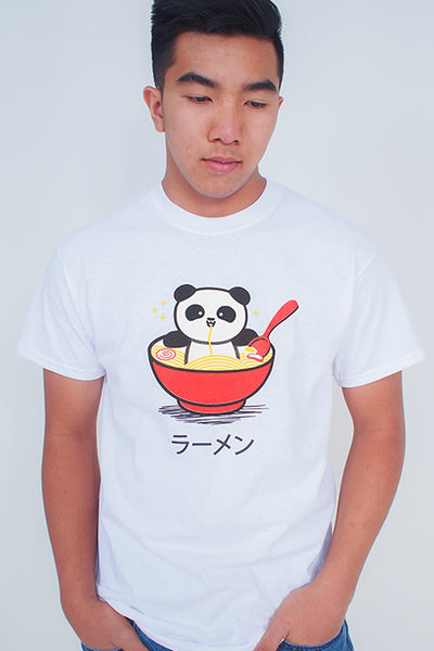 Panda Ramen Bowl T-Shirt - Red bowl