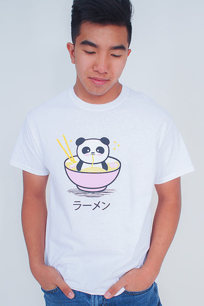 Panda Ramen Bowl T-Shirt - Pink bowl