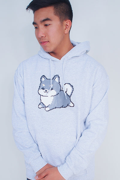 Pixel 8-Bit Shiba Inu Hoodie - Black & Tan Shiba