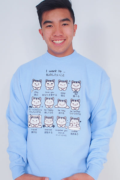 I want to... Kitty Emoticon Sweatshirt