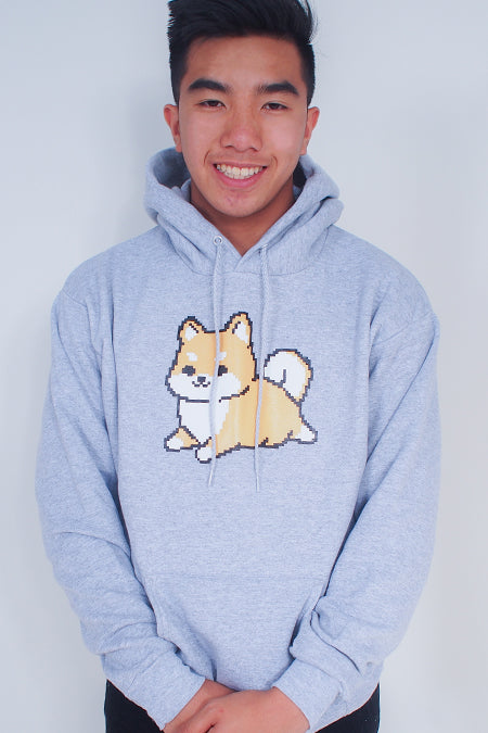 Pixel 8-Bit Shiba Inu Hoodie - Red Shiba