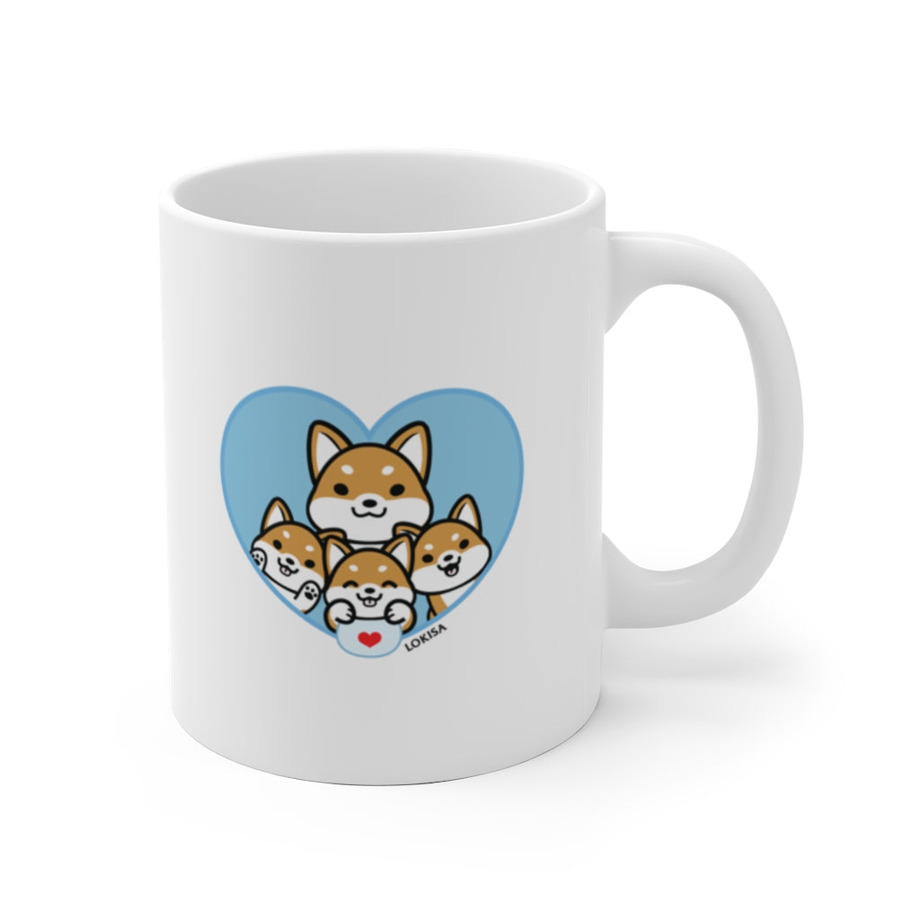Best Dad forever Red Shiba Inu Mug (3x Puppies)