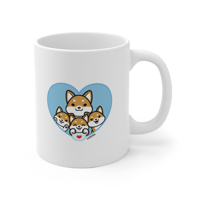 Best Dad forever Red Shiba Inu Mug (3x Puppies)