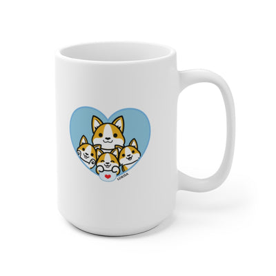 Best Dad forever Tan Corgi Mug (3x Puppies)