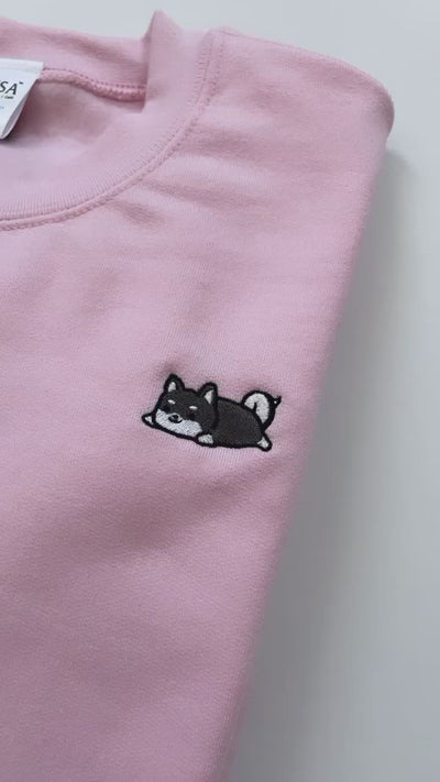 Relaxing Black Shiba Inu Embroidered Sweatshirt