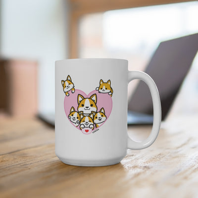 Best Mom forever Tan Corgi Mug (5x Puppies)