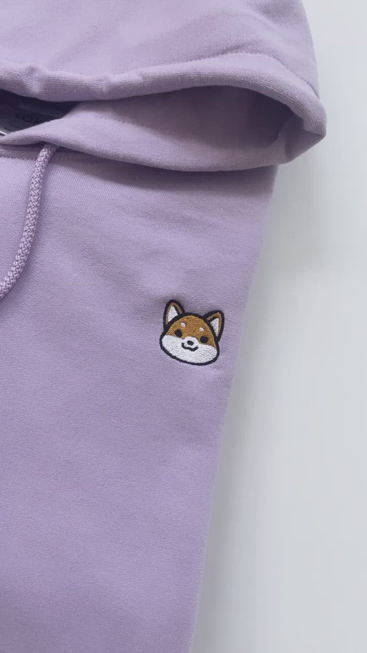 Cute Shiba Inu Head Embroidered Hoodie