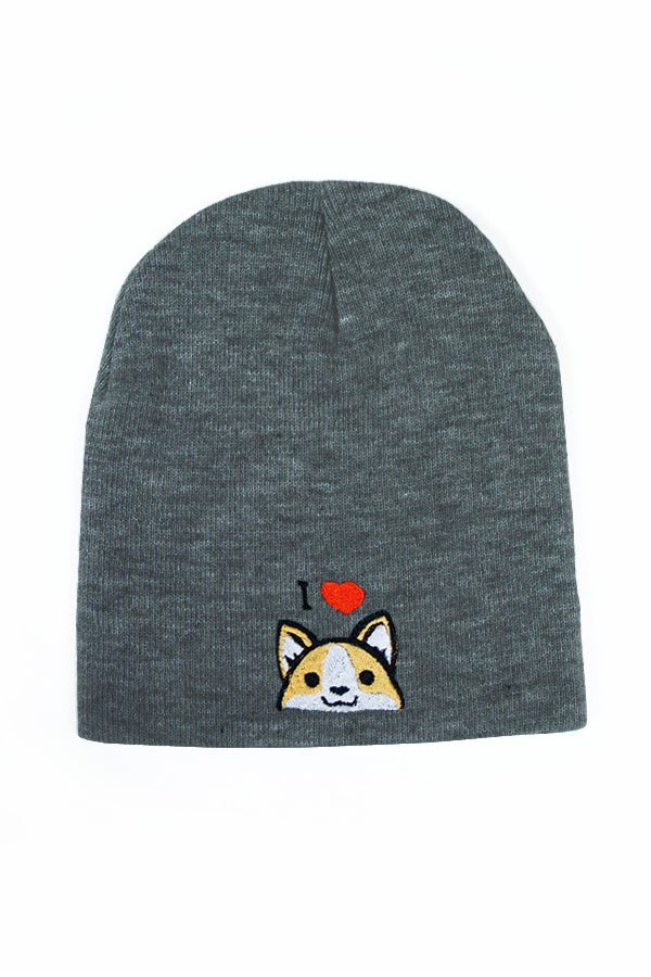 I Love Corgi Short Beanie