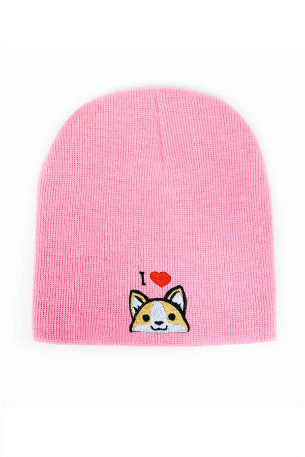 I Love Corgi Short Beanie