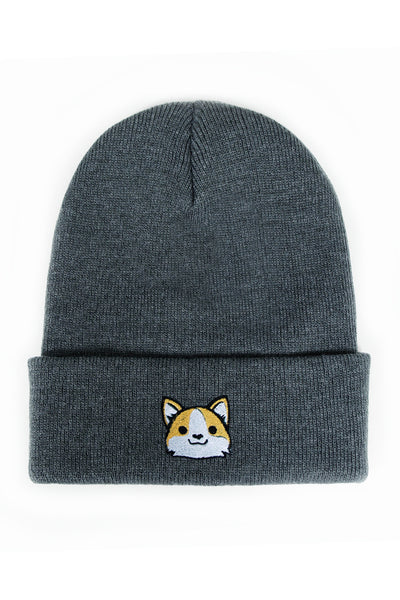 Corgi Head Cuffed Beanie