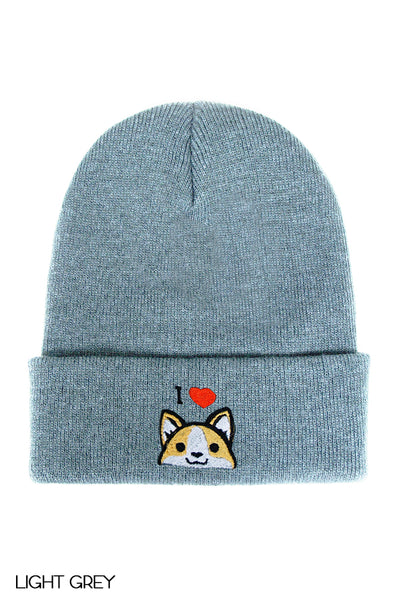 I Love Corgi Cuffed Beanie