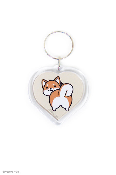 Shiba Inu Butt Heart Keychain