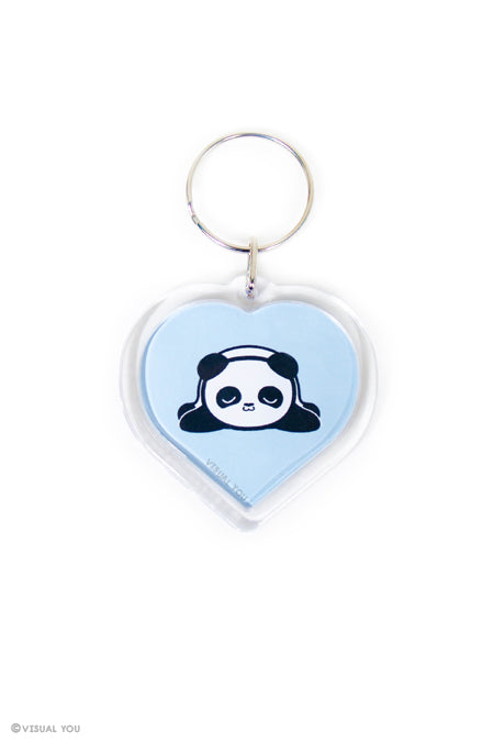 Snoozing Panda Heart Keychain