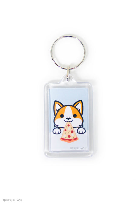 Corgi Pizza Keychain