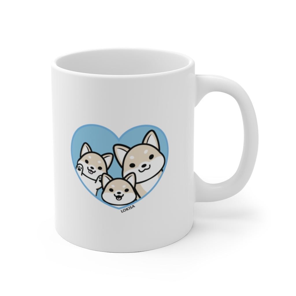 Best Dad forever White Shiba Inu Mug (2x Puppies)