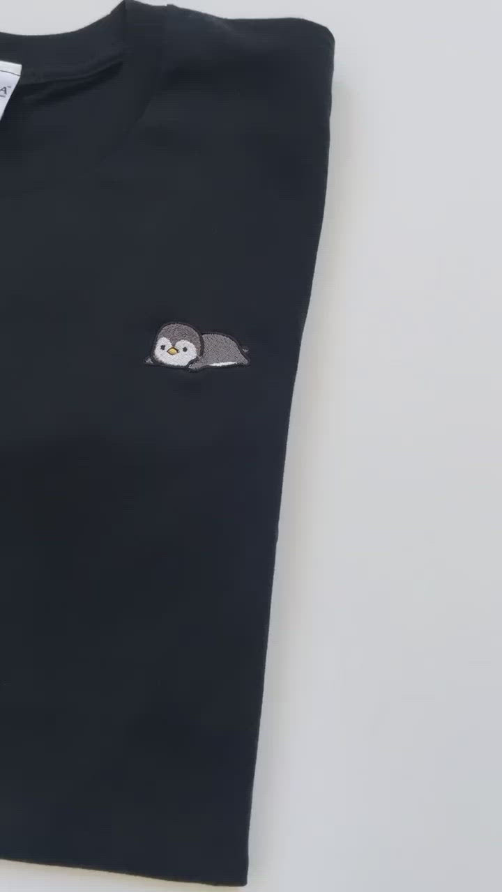 Relaxing Penguin Embroidered T-Shirt