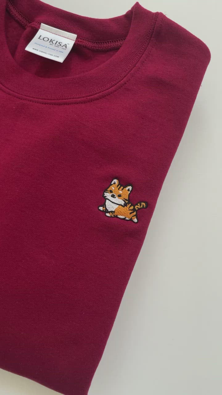 Chubby Tubby Orange Tiger Embroidered Sweatshirt