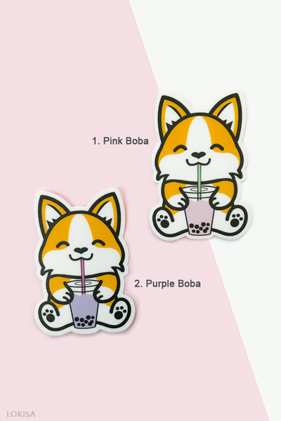 Bubble Tea Boba Corgi Vinyl Sticker