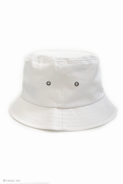 Relaxing Shiba Inu Eyelet Bucket Hat - White
