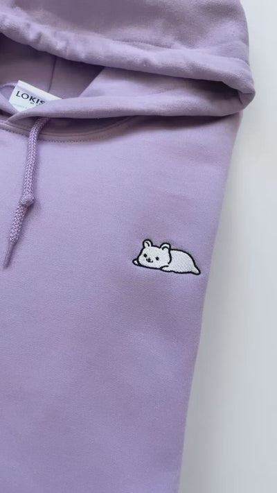 Relaxing Ice Bear Embroidered Hoodie