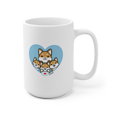 Best Dad forever Red Shiba Inu Mug (3x Puppies)