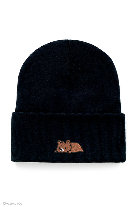 Relaxing Grizzly Bear Cuffed Beanie