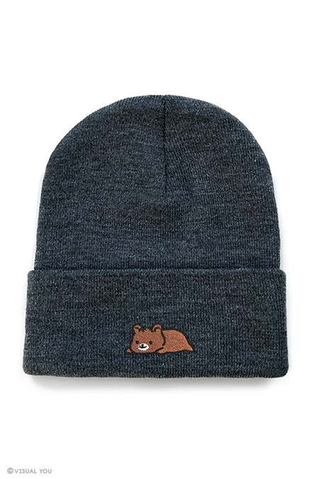 Relaxing Grizzly Bear Cuffed Beanie