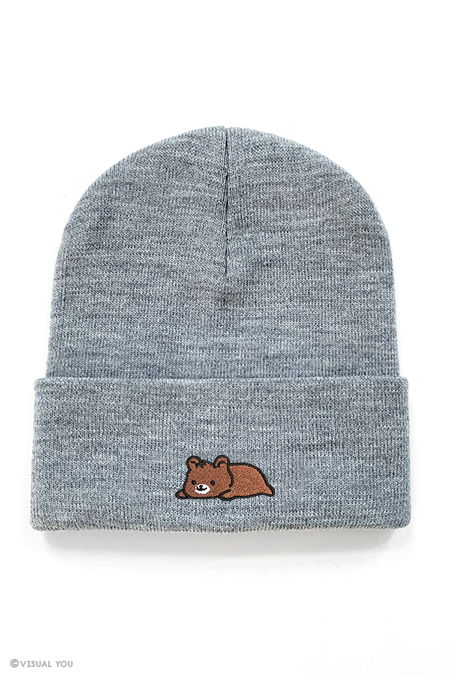 Relaxing Grizzly Bear Cuffed Beanie