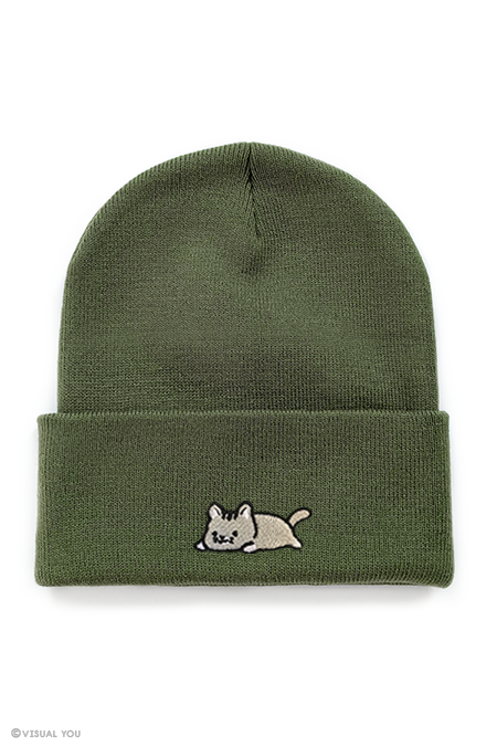 Relaxing Kitty Cuffed Beanie