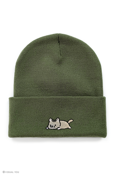 Relaxing Kitty Cuffed Beanie