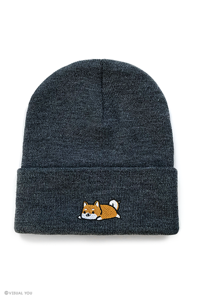 Relaxing Red Shiba Inu Cuffed Beanie