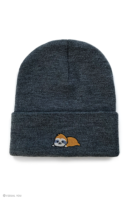 Relaxing Sloth Cuffed Beanie