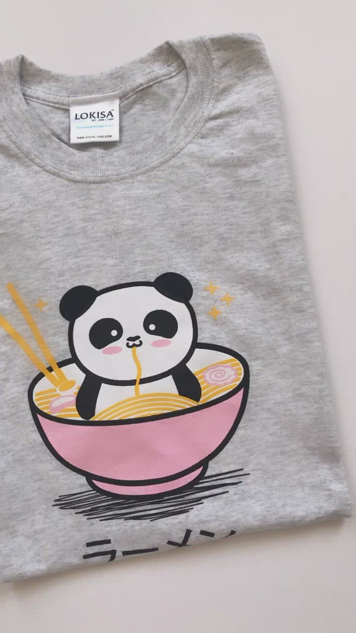 Panda Ramen Bowl T-Shirt - Pink bowl