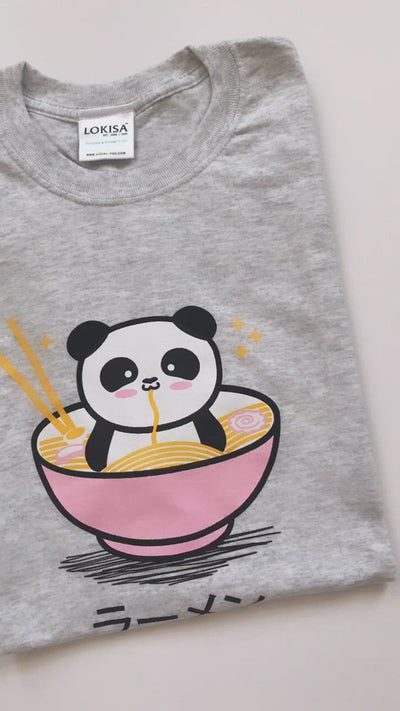 Panda Ramen Bowl T-Shirt - Pink bowl