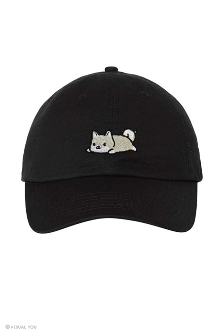 Relaxing White Shiba Inu Dad Cap