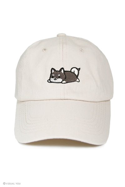 Relaxing Black Shiba Inu Dad Cap