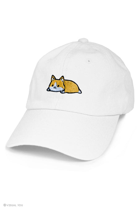 Relaxing Corgi Dad Cap Khaki Tan Corgi