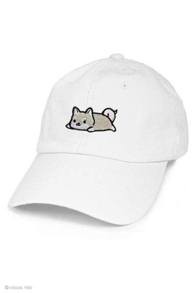 Relaxing White Shiba Inu Dad Cap