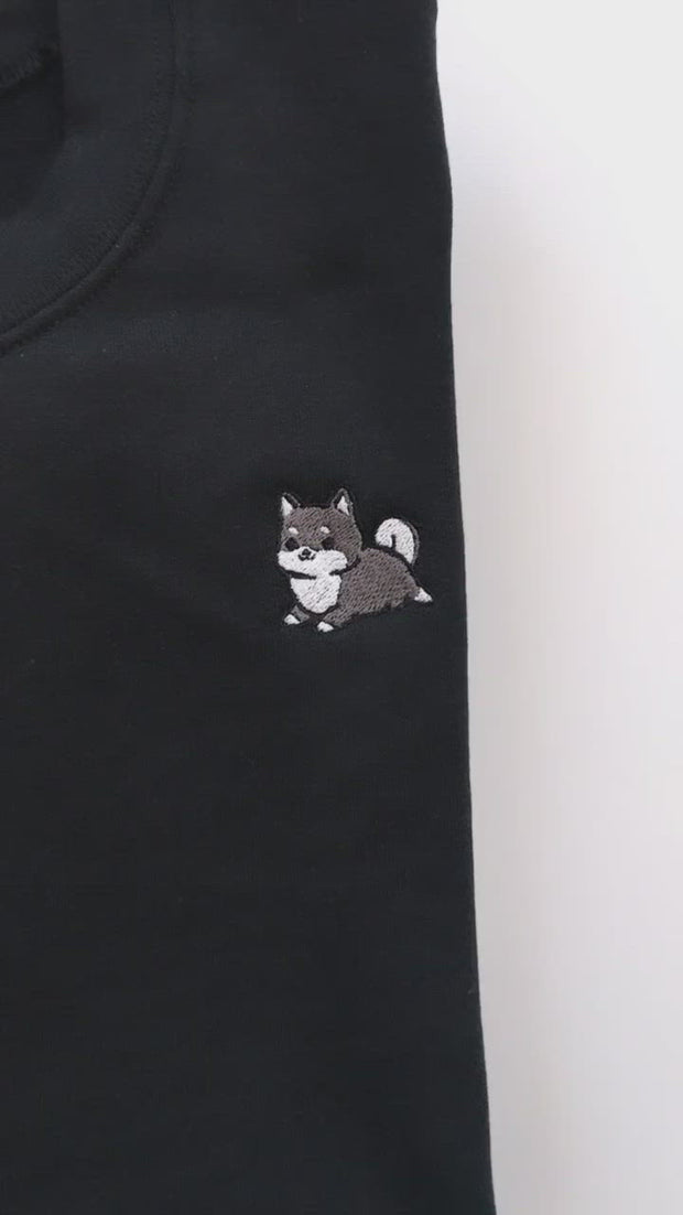 Chubby Tubby Black Shiba Inu Embroidered Sweatshirt – Visual You