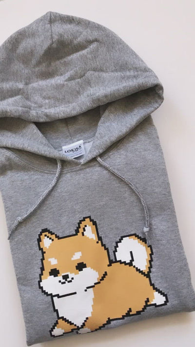 Pixel 8-Bit Shiba Inu Hoodie - Red Shiba