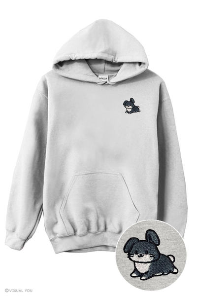 Chubby Tubby Black Rabbit Embroidered Hoodie