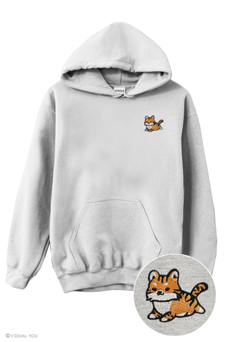 Chubby Tubby Orange Tiger Embroidered Hoodie