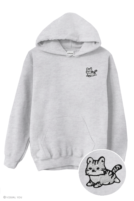 Chubby Tubby White Tiger Embroidered Hoodie