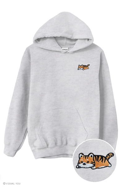 Relaxing Orange Tiger Embroidered Hoodie