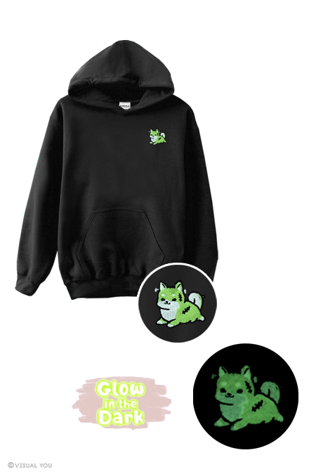 [Glow in the dark] Chubby Tubby Zombie Shiba Inu Embroidered Hoodie