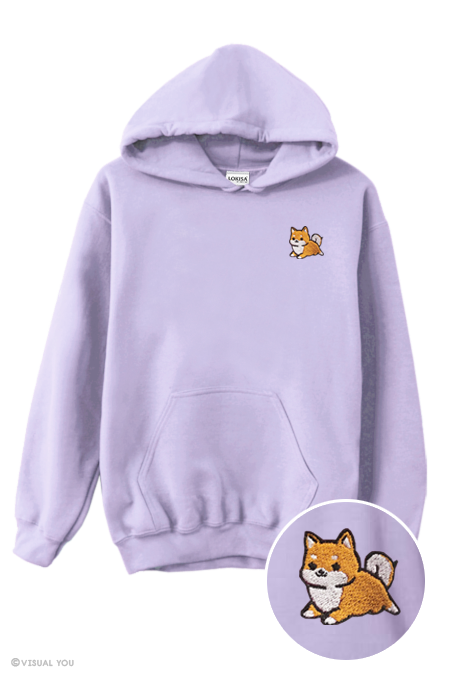 Chubby Tubby Red Shiba Inu Embroidered Hoodie