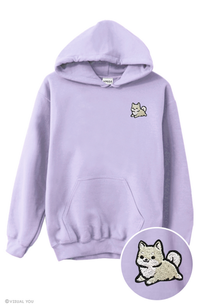 Chubby Tubby White Shiba Inu Embroidered Hoodie