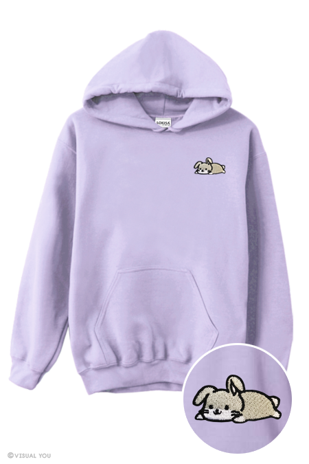 Relaxing Bunny Rabbit Embroidered Hoodie